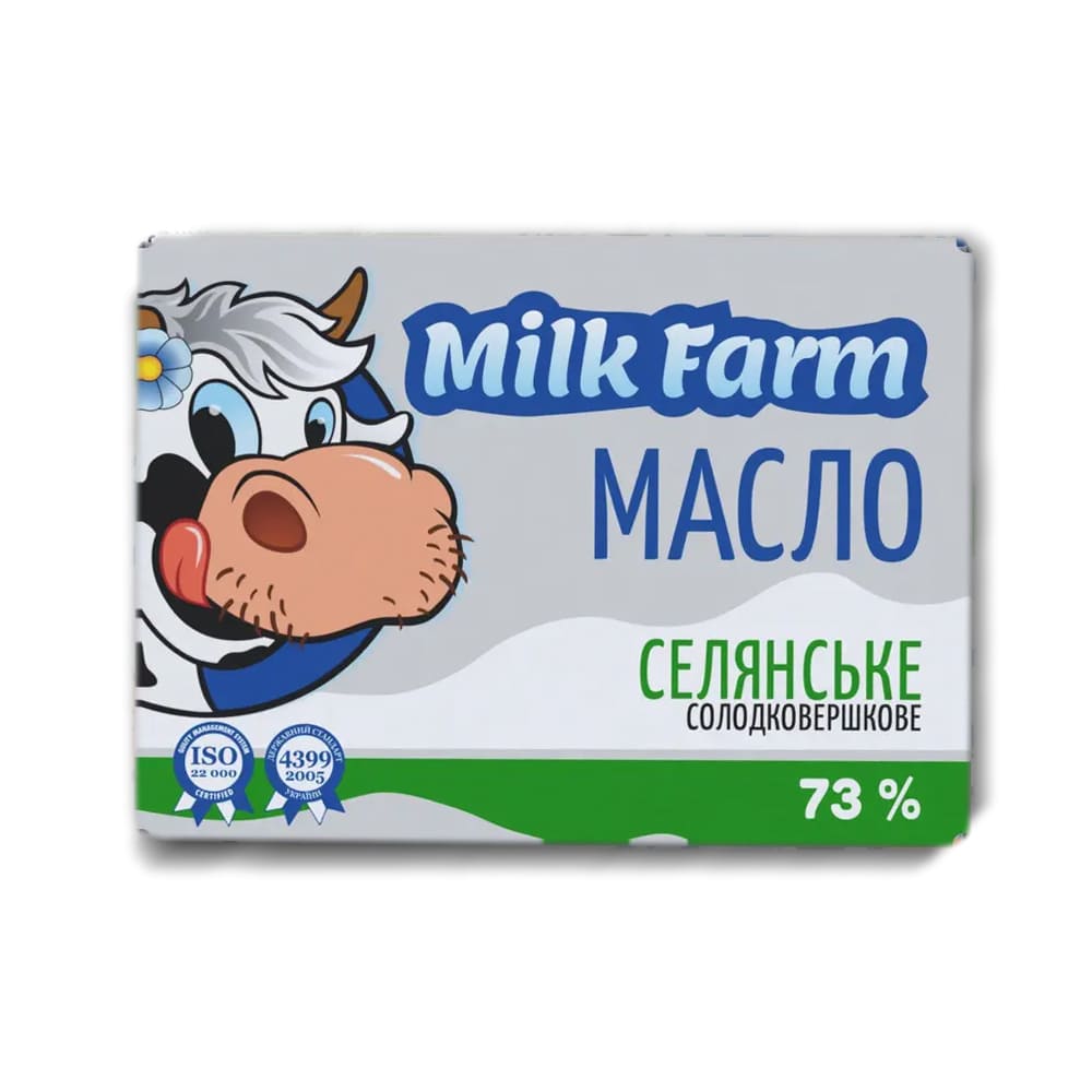 Масло солодковершкове Селянське 73% жиру ТМ "Milk Farm". 200 г